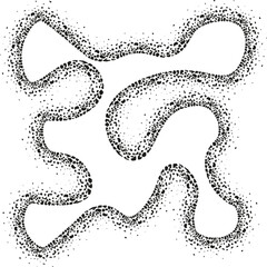 Abstract shape with wavy and fluid edges, featuring a stony and textured border with an organic flow.