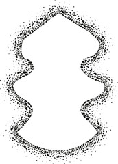 Irregular abstract freeform shape with flowing curves and a textured granular border resembling pebbles or dirt.