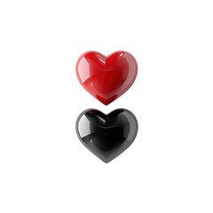 Red and Black Glossy Hearts - Love, Passion, and Contrast