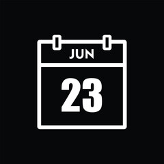 calender icon, 23 june icon with black background