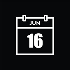 calender icon, 17 june icon with black background