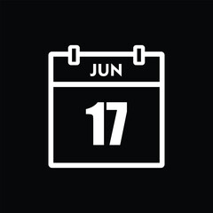 calender icon, 17 june icon with black background