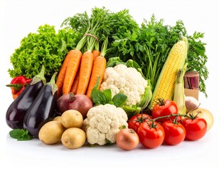 Vibrant Root Vegetables Variety with Clipping Path on Isolated White Background