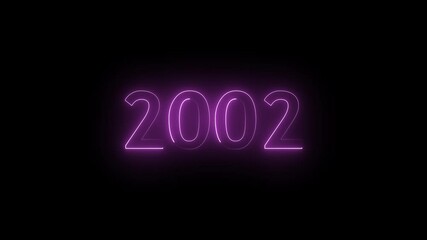  Neon New Year Text 2002 animation On  black background animation. 4k video
