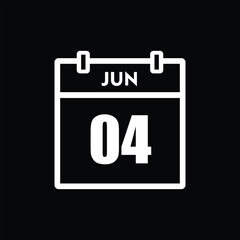 calender icon, 04 june icon with black background