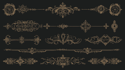 Obraz premium Vintage ornamental decorative dividers and frame collection illustration - 