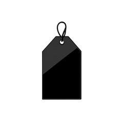 Fototapeta premium Blank Black Price Tag with String, Isolated on Transparent Background