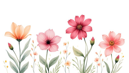 Fototapeta premium pink flowers isolated on white