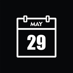 calender icon, 29 may icon with black background
