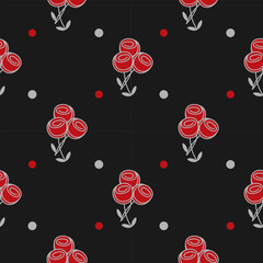 seamless pattern with stylized roses, vector drawing
