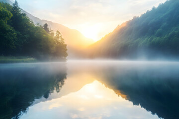 sunrise over the lake