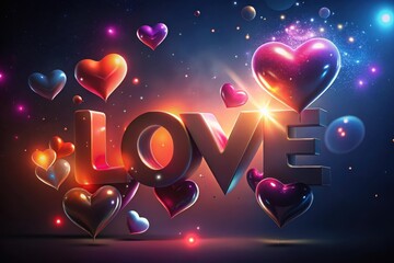 Bright hearts illuminate the night sky with vibrant colors as love takes center stage in a cosmic celebration of affection and joy Generative AI
