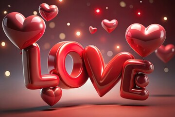 Bright balloons and heart shapes celebrating love in a vibrant atmosphere filled with affection and joy on a romantic occasion Generative AI