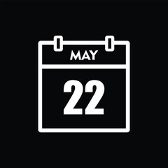calender icon, 22 may icon with black background