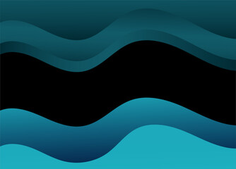 Abstract Ocean Waves in Dark Blue and Black with Gradient background