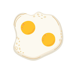 Fried eggs food element simple flat hand drawn vector illustration, traditional breakfast dish image for menus, posters, or dietary guides, representing an organic, healthy meal choice
