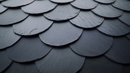Black Slate Roof Tiles in Overlapping Pattern
