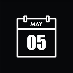 calender icon, 05 may icon with black background