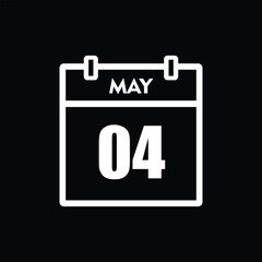 calender icon, 04 may icon with black background
