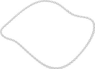 Vector illustration of a hand-drawn organic shape, framed by a curved metal chain in a flowing pattern.