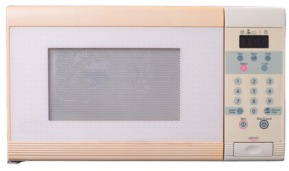 Old microwave oven on isolated background.