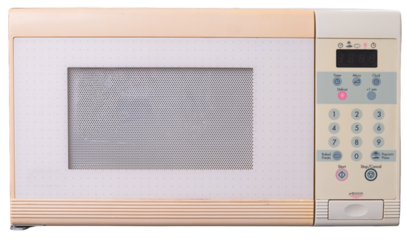 Old microwave oven on isolated background.