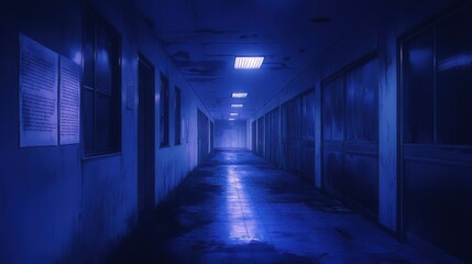 Ancient magical hallway with glowing runes and soft moonlight illuminating the path, anime style, nighttime