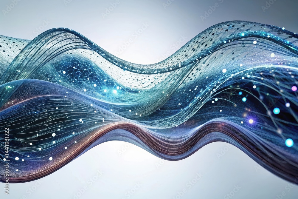 Poster flowing waves of color and light create a mesmerizing visual experience filled with movement and ene