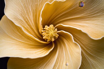 Close-up view of a delicate, golden-yellow hibiscus flower.