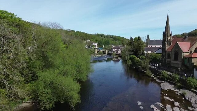 river in the village, Llangollen Wales