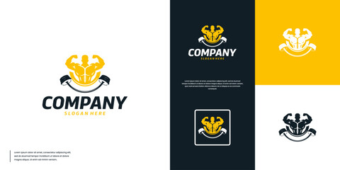 sports logo with body shape, healthy lifestyle, silhouette style, graphic design vector