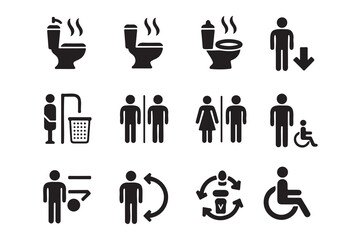 Set of Black and White Public Restroom Icons