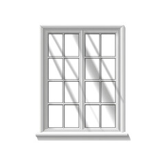 Obraz premium White Multi-Paned Window with Sunlight Shadows