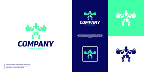 logo of a woman lifting weights, sports, fitness, graphic design template.