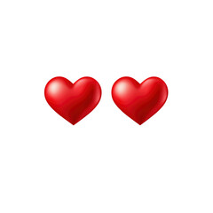Fototapeta premium Two Shiny Red Hearts on Transparent Background Perfect for Valentine's Day or Love Themes
