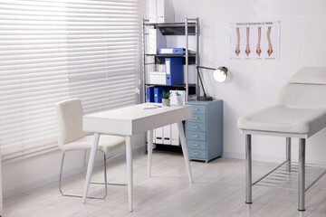 Stylish furniture in contemporary clinic. Interior design