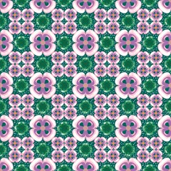 seamless pattern with flowers, geometric mosaic. 
