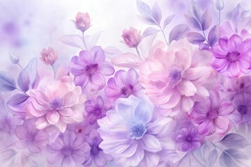 Soft pastel blooms fill the canvas with delicate hues, creating a tranquil floral landscape Generative AI