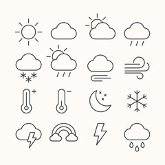 weather vector line icons set