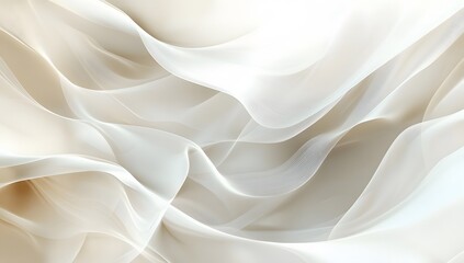 Obraz premium Close-up of flowing, light-colored silk fabric with soft waves and folds, showcasing texture and elegance for fashion and design concepts