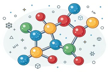 Colorful molecular structure connecting science and creativity in a whimsical design that inspires curiosity about the natural world Generative AI