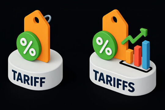3D Tariff and Tariffs Increase Icons