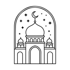 The mosque silhouette illustration showing iconic architecture and travel design elements