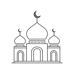 The mosque Silhouette Illustration with Architecture and Landmark Design
