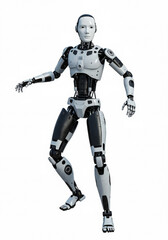 Humanoid robot posing on white