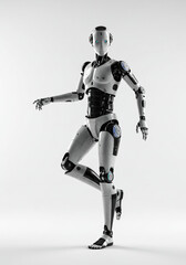 Humanoid robot posing on white