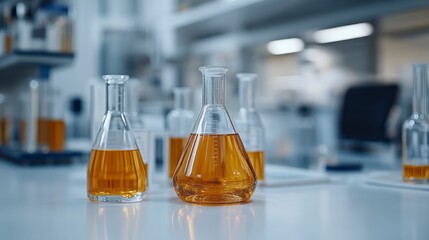 Laboratory Glassware with Orange Liquid Scientific Research and Analysis Tools