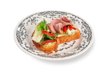 Bruschetta with Roast Beef, Sun-Dried Tomatoes and Fresh Lettuce