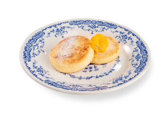 Cottage Cheese Pancakes with Powdered Sugar and Fruit