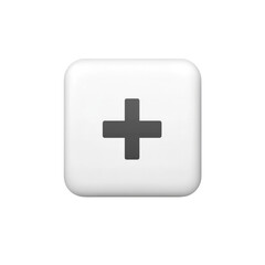 Obraz premium White Square Button with Plus Symbol Add Icon